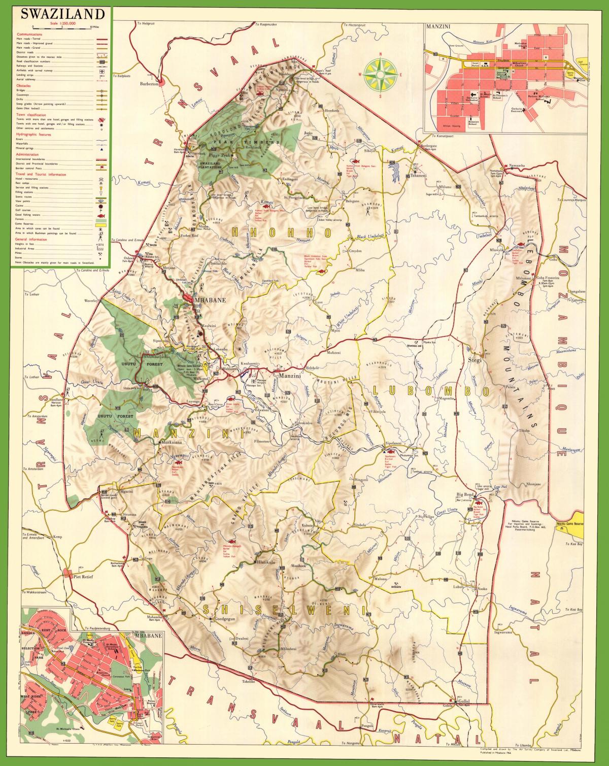 Detaljna karta Swazi
